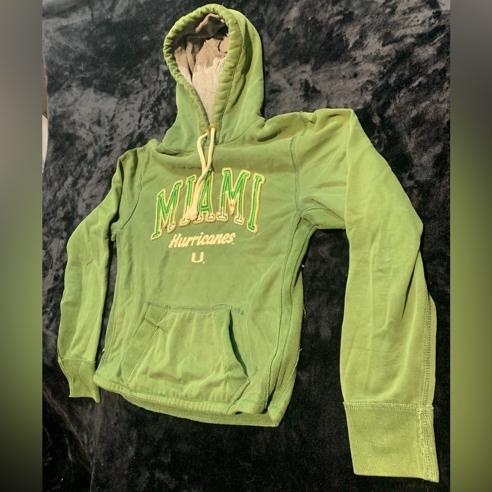 💜 Vintage 90s Campus Crew Miami Hurricanes Hoodie - Size Small - Picture 3 of 15